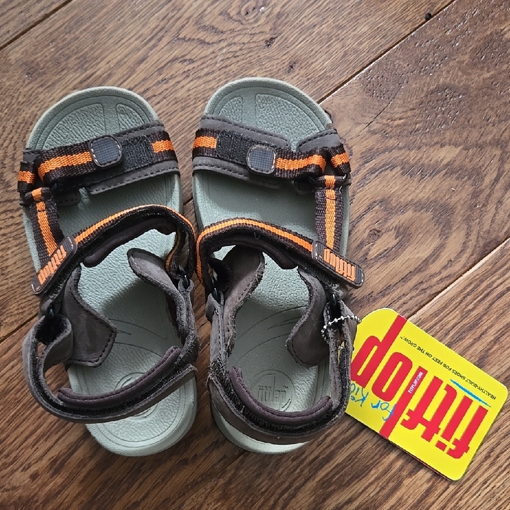 Boys' Brown and Orange Outdoor Sandals with Adjustable Straps